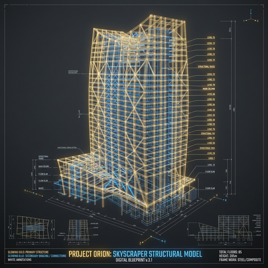 LOD 500 BIM Model Wireframe Render