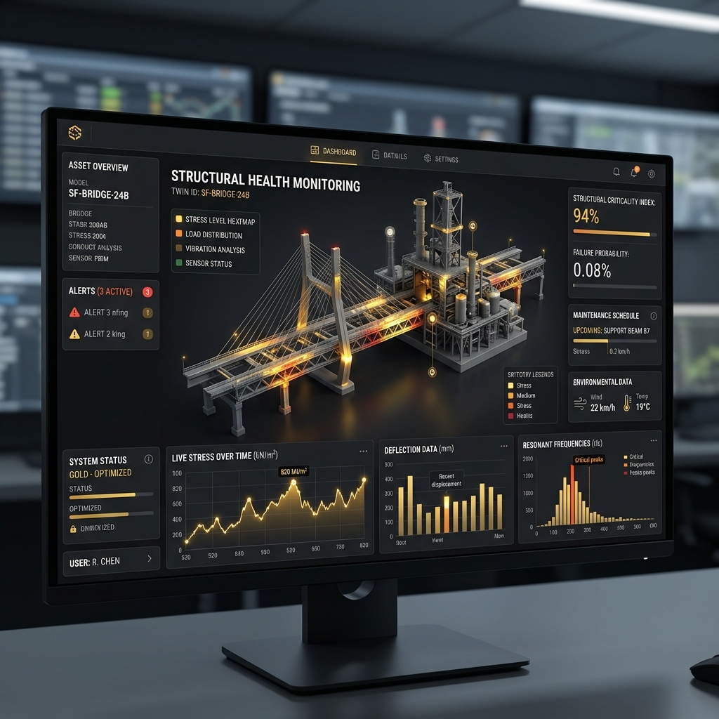 Digital Twin platform dashboard schematic render