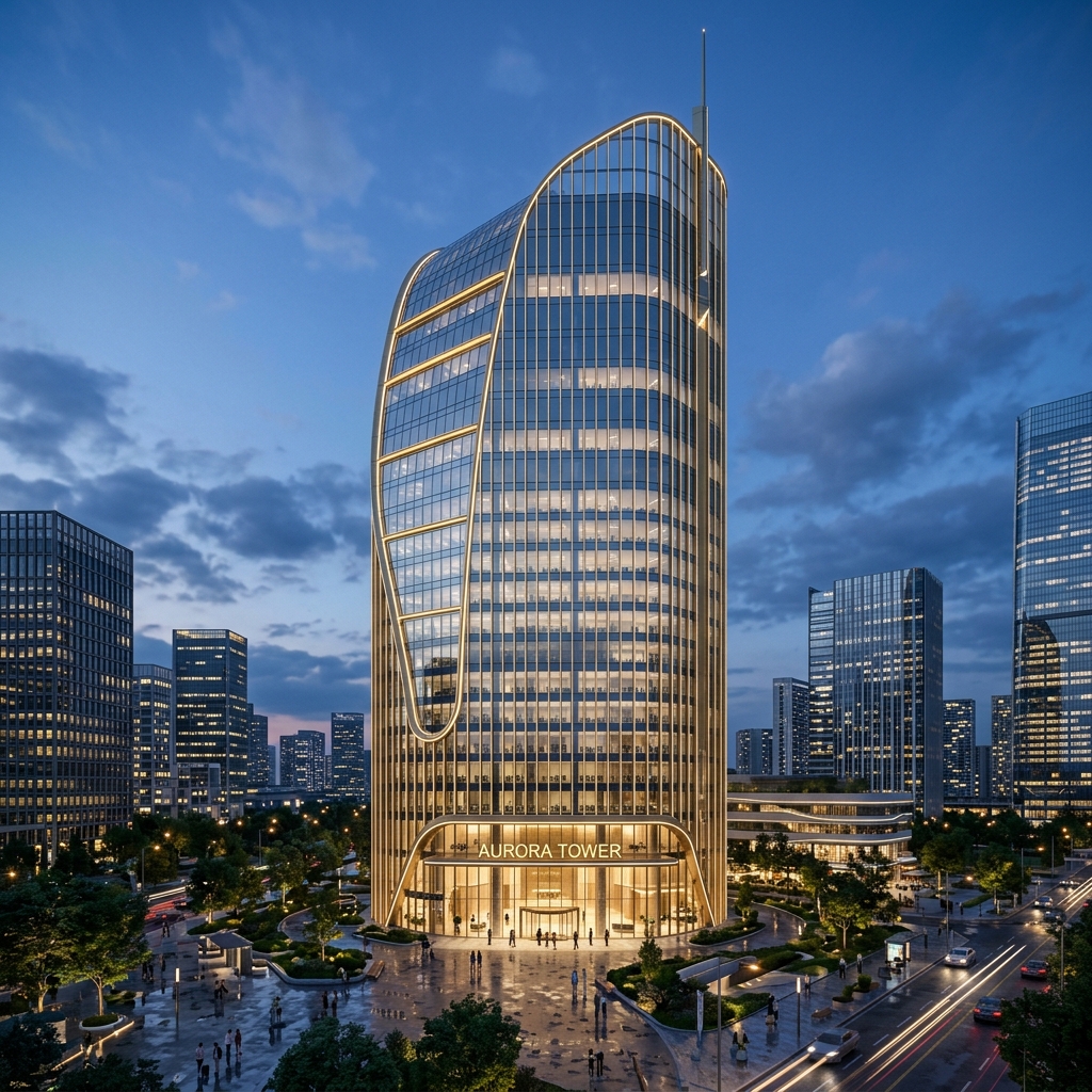 Aether Helix Tower Commercial Headquarters Office Building Render